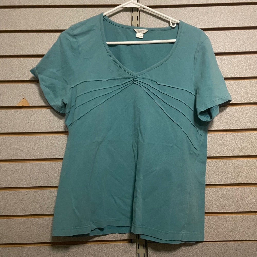 Christopher & Banks Womens Teal V Neck Short Sleeve T Shirt Top Plus Size XL